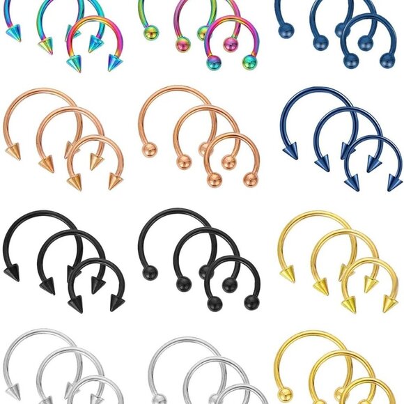 Jewelry - 36PCS Stainless Steel Horseshoe Nose Septum Rings Variety Pack for Men Women